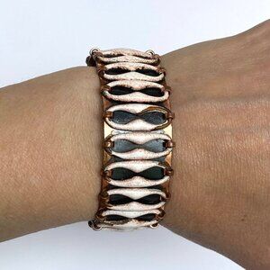 Vintage Matisse-Renoir Copper Anodized “Espana” Wide Cuff Bracelet 6.5"